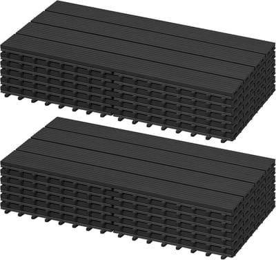 Set van 12 WPC Terrastegels Kliksysteem 30x60 cm Antraciet voor Balkon en Tuin