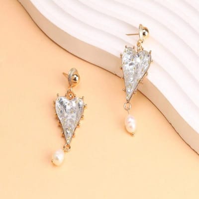 1 Paar Vintage Elegante Hartvormige Parel Oorbellen, Luxe Cadeau voor Valentijnsdag, Kerstmis, Geschikt voor Dames Dagelijks Gebruik en Bijeenkomsten one-size wit