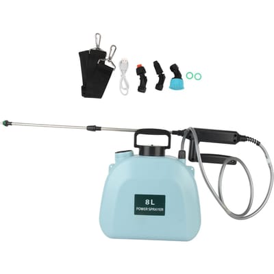 Pulvérisateur électrique 8 L, poignée antidérapante, alimenté par batterie 2 000 mAh, avec bandoulière pour black