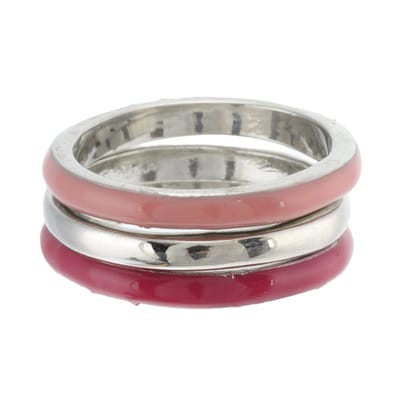 Behave - Ring - Set van 3 aanschuifringen – Zilverkleur, nude roze & diep rood – Minimalistisch & Trendy – Nikkelvrij