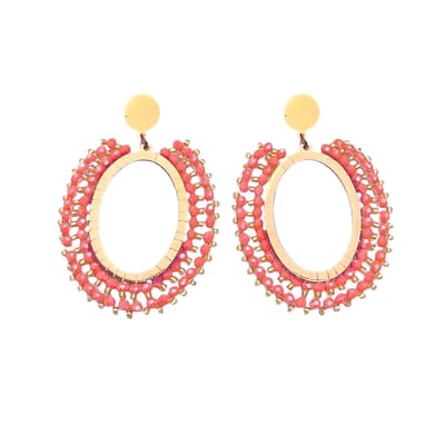 Jasmine Oorbellen - Rood/Roze | Kraaltjes | Fashion Favorite