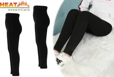 Heat Essentials - Fleece Legging Kinderen - Fleece Panty - 2 Stuks - Zwart - 104-116 - Thermokleding Kinderen - Thermolegging Kinderen - Dikke Fleece Legging - Thermo Ondergoed - Thermo Legging - Thermo Broek