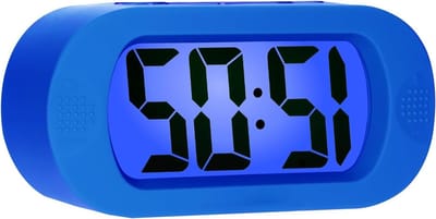 Digitale Reiswekker met Slaapfunctie en Nachtlampje, Eenvoudig in te Stellen Alarmklok voor Kinderen, Oplopend Geluid - Batterij Aangedreven (Blauw)