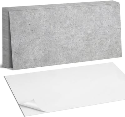 Coloray Plaktegels - Ruwe betontextuur Zelfklevende Wandtegels - 40 cm x 20 cm - Grijs Plaktegels - 10 stuks - Rechthoek PVC Tegels - Plaktegels Badkamer - Vloertegels Zelfklevend - Vinyl Tegels - Portugese Tegels