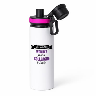 Hacebo® - World's best colleague waterfles met draaidop roze - Collega - beste collega - werk - afscheidscadeau - verjaardagscadeau - water fles - 850ML