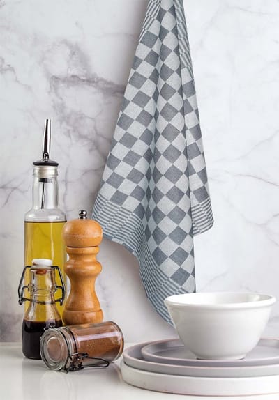 Treb Horecalinnen Theedoeken 65x65cm Zwart Wit Geblokt 96 Stuks a € 1,59 per stuk exclusief btw Treb WS
