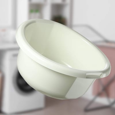 KADAX Kunststof kom voor het handwas van kleding en servies, met een ronde vorm en ergonomische handgrepen (15 l, crèmekleurig)