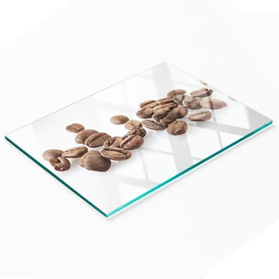 Duurzame en stijlvolle glazen snijplank met koffieboonpatroon 80x52 cm