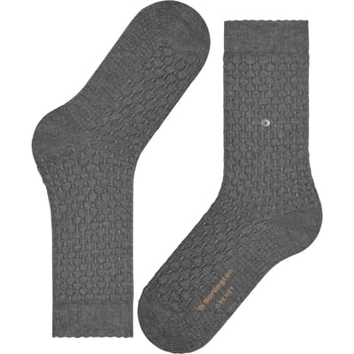 Burlington Orkney eenkleurig katoen wol sokken dames grijs - maat 36-41