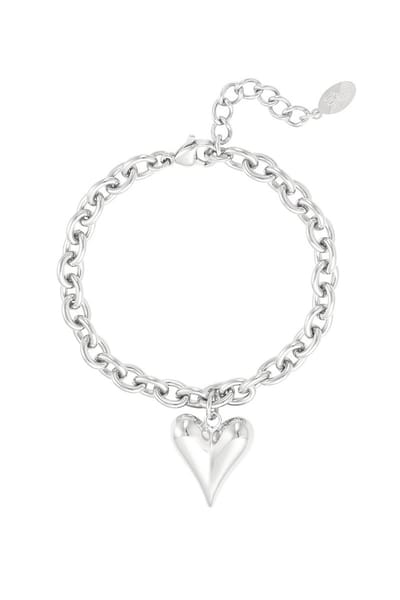 Bijoutheek Armband (Sieraad) Hart Schakel Ketting Zilver