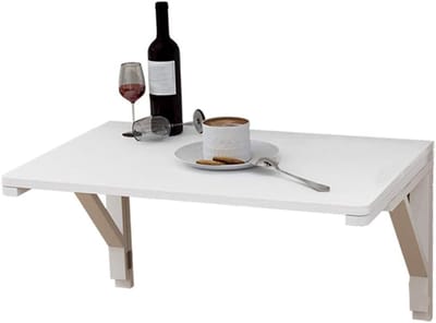 Opvouwbare Wandtafel - Hangende Bureau - Thuiskantoor Keuken - Massief Grenen Hout - 80x60cm - Wit