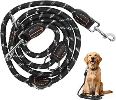 Verstelbare Hondenriem, Weerbestendig en Scheurvast, Herinneringslijn met 2 Karabijnhaken, 1.2 x 200 cm en 1.2 x 300 cm, Dubbele Riem van Sterk Nylon voor Grote en Middelgrote Honden, Ideaal voor Wandelen en Training