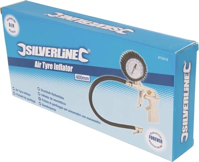 Silverline Bandenpomp met manometer - 40 cm slang - Max. 8 bar - Auto en Hollands ventiel