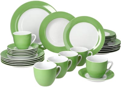 MamboCat 30-delig VARIANT GROEN combinatieservies 6 personen porselein