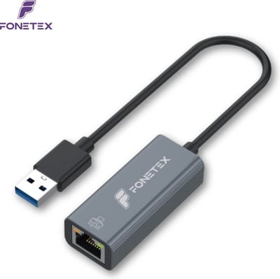 FoneTex Ethernet Adapter USB A kabel - USB A naar Ethernet / Internet - Internet Adapter - Netwerk adapter - Netwerkadapter - 1000 Mbps - Gigabit