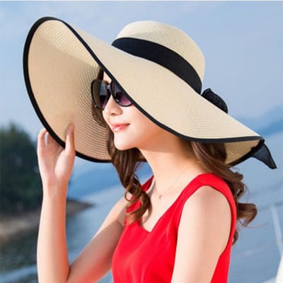 Chapeau de protection UV pour femmes, chapeau de plage d'été à grand bord large, protection solaire de plage en forme concave, bloc solaire pliable, couverture de chapeau pliable, chapeau de voyage en plein air beige