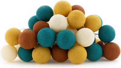 Cotton Ball Lights - LED lichtslinger voor binnen - Handgemaakt en Fairtrade - 50 lampjes - Indian Summer