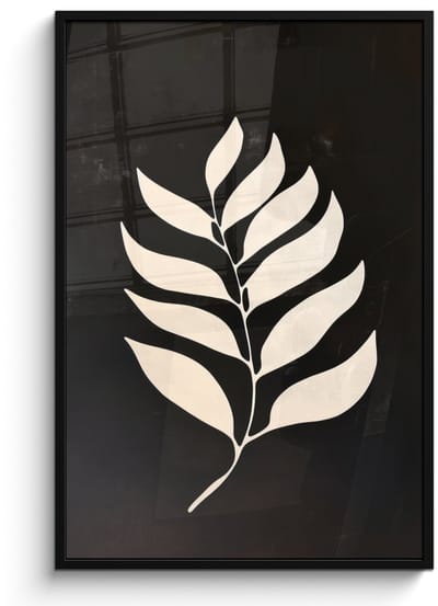 Poster in lijst - Fotolijst 80x120 cm - Posters - Blad - Wit - Minimalistisch - Posterlijst zwart - Decoratie - Wanddecoratie woonkamer - Muurdecoratie slaapkamer