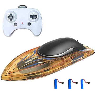 Bateau télécommandé pour adultes et enfants, hors-bord télécommandé haute vitesse 2,4 GHz pour piscine et 3 Battery