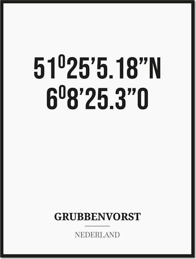 Poster/kaart GRUBBENVORST met coördinaten