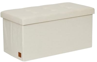 Opbergbank - Zitbank met opbergruimte - Extra opbergruimte - Verstevigde wanden - 76 cm lang - Beige