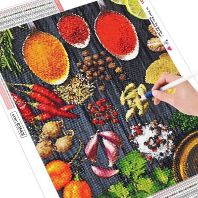 Peinture diamant 5D complète avec assaisonnement scénique, broderie complète, image en strass, vente 20X30 red
