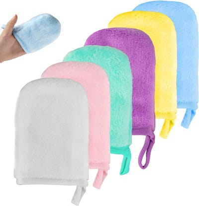 Herbruikbare Make-up Verwijderhandschoenen, 6 Stuks Microvezel Gezichtsdoeken, Zachte Reinigingshandschoenen voor Alle Huidtypes en Effectieve Make-up Verwijdering