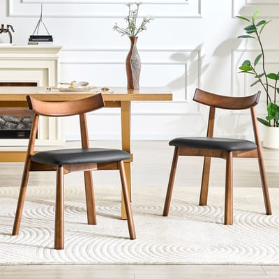 KOMHTOM - Set van 2 Eetkamerstoelen - Met Houten Frame - Gestoffeerde Keukenstoelen - Ergonomische Rugleuning - Moderne Houten Stoelen - Voor Eetkamer en Woonkamer - Alleen Stoelen, Zonder Tafel