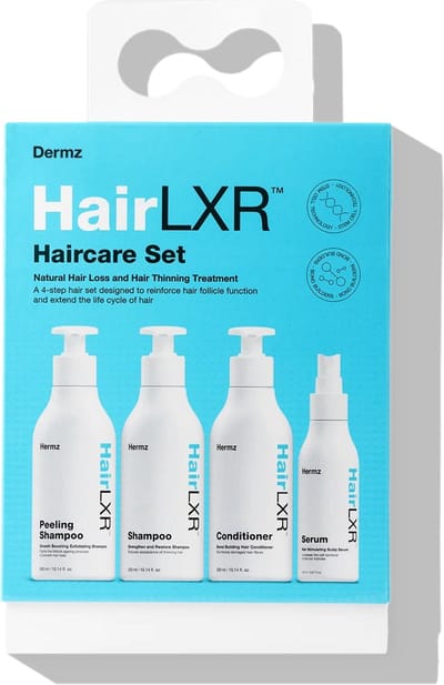 Dermz HairLXR HAIRCAT Set – Intense Verzorgingskit voor Dikte & Groei 4 stappen: peeling shampoo, shampoo, conditioner, serum