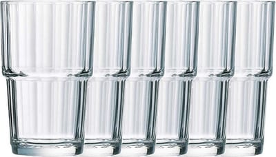 Arcoroc Longdrinkglazen Norvege - 6x stuks - glas - 270 ml - Koffie/thee glazen - Stapelbaar