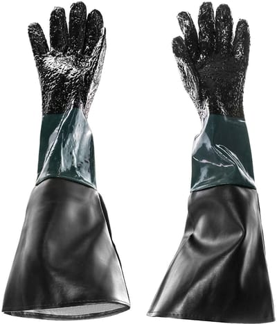 Zandstraalhandschoenen - Handschoenen voor zandstraalmachines - Gevoerde antisliphandschoenen - PVC - 60 cm * 30 cm - 1 set