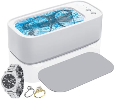 GELLDG Ultrasone brillenreiniger - Draagbaar - Geschikt voor het reinigen van kleine voorwerpen zoals brillen, sieraden en horloges - Gebroken wit