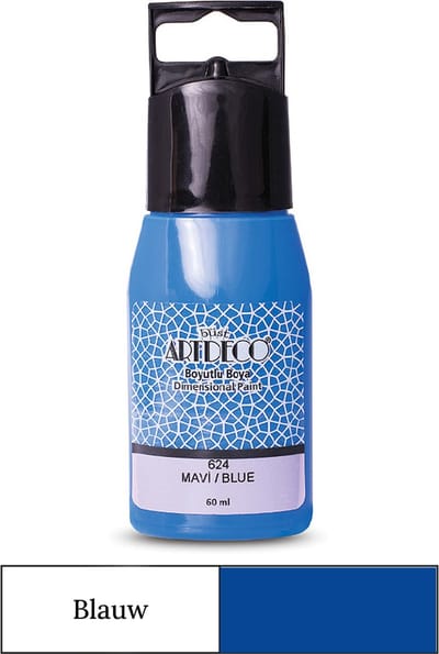 Artdeco Dimensional Paint, Relief Paint, Dimensional Fabric Paint, 3D Liner - 3D Verf - 3D Paint, Textuurschilderen, Reliëf Schilderen, Metallic Kleuren - Stof, Glas, Keramiek, Karton, Metaal, Papier, Steen - 50 ml-Blauw
