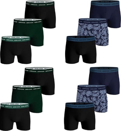 Björn Borg - Premium - 12-Pack - Boxershorts - Heren - Onderbroeken - Brede Band - Zwart en Blauw - Maat L