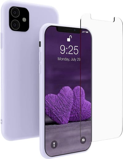 hoesje Geschikt voor: iPhone 12 TPU Silicone rubberen hoesje + 2 Stuks Tempered screenprotector - Lila
