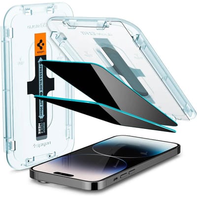 Spigen GLAStR Privacy EZ Fit Screenprotector + Applicator - 2-pack voor de Apple iPhone 14 Pro