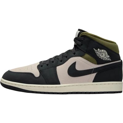 Air Jordan 1 Mid Off Noir Medium Olive Heren Sneakers Zwart Licht-Orewood-Bruin HV4091-102 45.5 gray