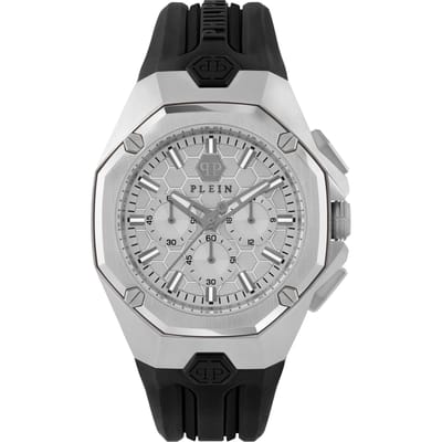 Philipp Plein Octagon PWTBA0123 Horloge - Siliconen - Zwart - Ø 45 mm