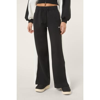 FILA Lecore Wide Contrast Panel Scuba Track Pants Black-egret Size: L | Sweatpants Outlet | Dames | Zwart
