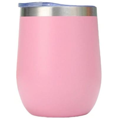 Wijnbeker met Drukdeksel, Steelozige Geïsoleerde Wijnglazen, Dubbelwandige Vacuüm Roestvrijstalen Reistumbler Pink veelkleurig