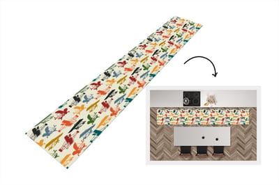 Keukenloper - Loper keuken - Patronen - Vliegtuig - Retro - 300x50 cm - Keukenloper vinyl