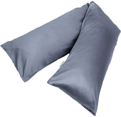 Yumeko kussensloop zijslaper katoensatijn misty blauw 37x160 - Bio, eco & fairtrade - 1 stuk