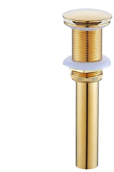 Gootsteen plug - Gootsteen afvoer plug - Wasbak - Pop Up Drain Zonder Overloop - Voor wastafel, badkuip, keuken - goud - 66mm*205mm - koper