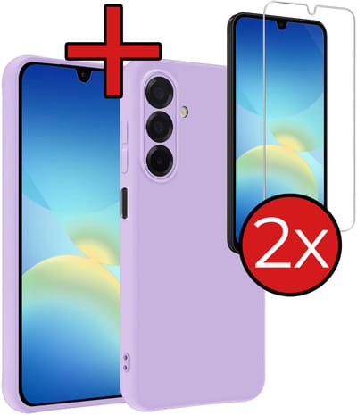 Hoesje - Met 2x Screenprotector - Geschikt voor Samsung Galaxy A26 - Sterk & Shockproof - Telefoon Hoes - Back Cover - Siliconen Case - Telefoonhoes - Lila