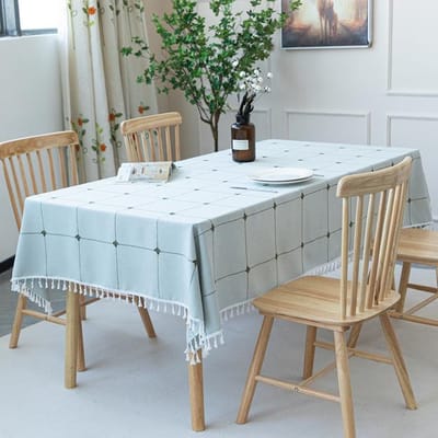 Tafelkleed Voor Tafelkleed Linnen Jute Geruit Koreaanse Stijl Feest Bruiloft Verjaardag Buffet Picknick Rechthoekig Rond Thuis 90 x 90cm
