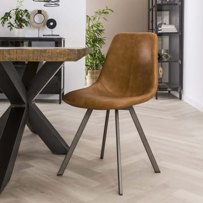 Set van 4 Industriële Eetkamerstoelen Benjie Kunstleer - Zonder Armleuningen Taupe