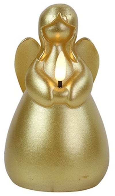 Countryfield LED kaars engel - goud - H14,5 cm - wax kaars op batterijen - kaarsen - kerst thema - kerstkaarsen