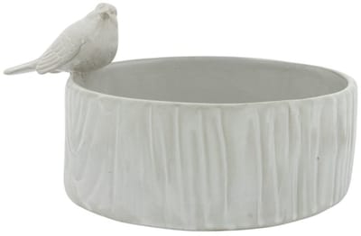 Home Society - Schaal - Decoratieschaal - Bird - Keramiek - Wit - Rond 25cm
