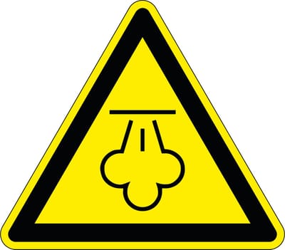 Hete stoom waarschuwingssticker, W080 25 mm - 10 stuks per kaart