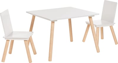 WRINGLEY - Kindertafel met 2 stoelen - Wit/Lichthout - MDF